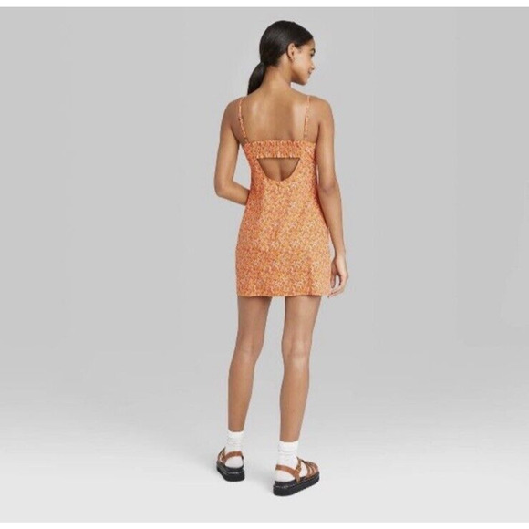 Wild Fable Womens Sundress Size XXL Bodycon Orange Floral Spaghetti Straps - Picture 2 of 12